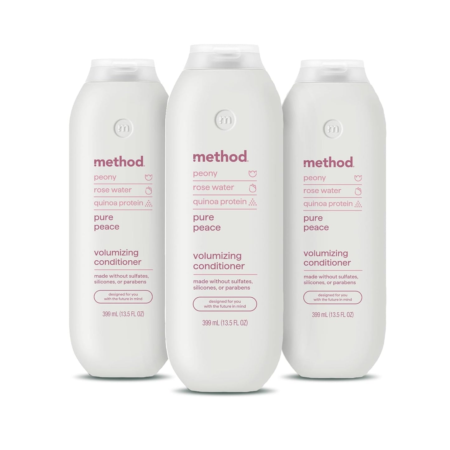 Method Volumizing Shampoo, Pure Peace with Rose, Peony, and Pink Sea Salt Scent Notes, Paraben and Sulfate Free, 14 oz (Pack of 3)