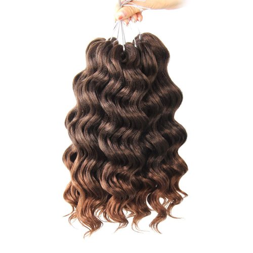 Niseyo NU Ocean Wave Crochet Hair 6 Inch 8 Packs Soft Deep Twist Crochet Braids Synthetic Wavy Braiding Hair Extensions (T30 Ombre Light Brown)
