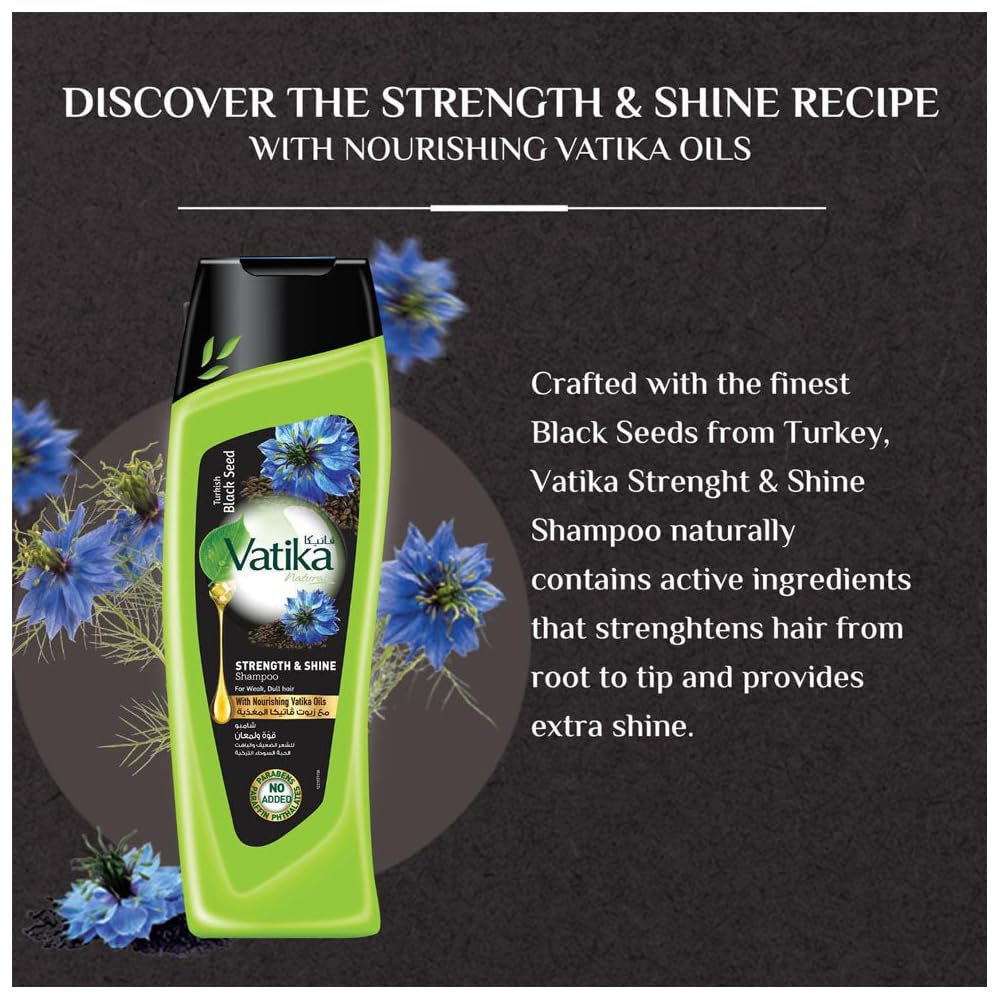 Vatika Naturals Turkish Black Seed Shampoo - for Weak & Dull Hair, 400ml
