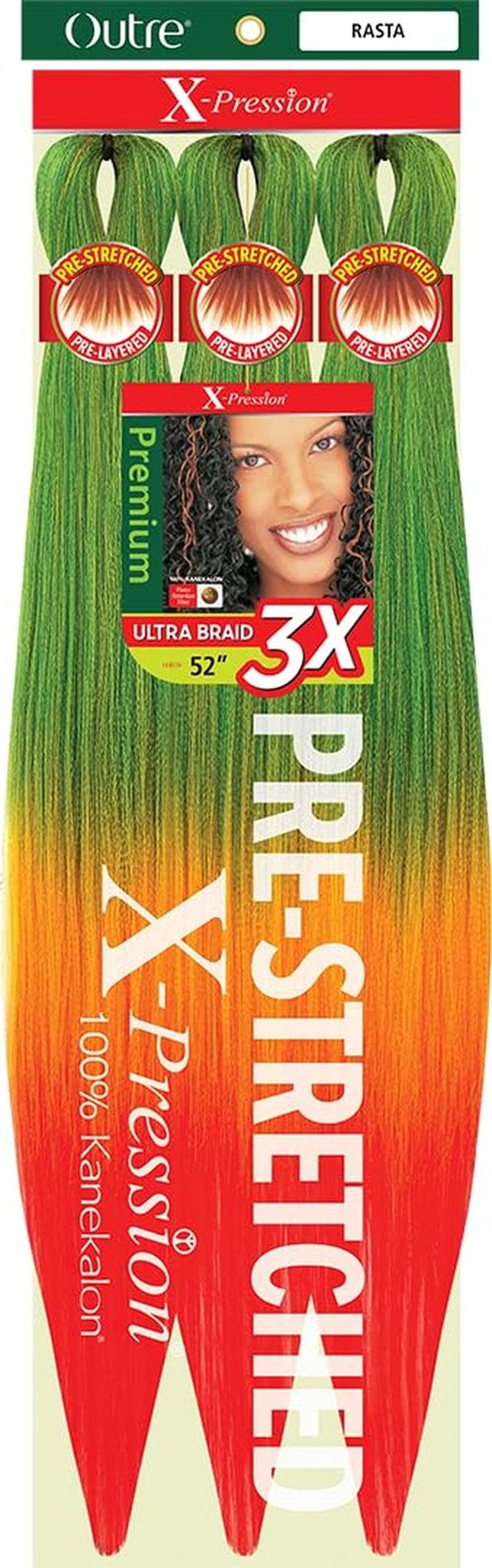 [3 PACK DEAL] Outre X-Pression Braid-Pre Stretched Braid 52" 3X 3 Packs (RASTA)