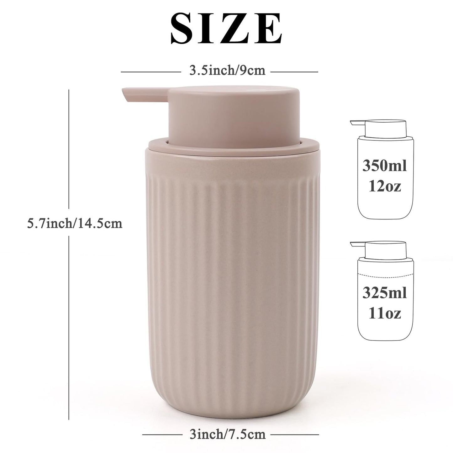 BosilunLife Foam Hand Soap Dispenser - Ceramic Foaming Soap Dispenser for Bathroom 12oz Refillable Liquid Lotion Soap Dispenser with Rust-Proof Foaming Pump for Countertop