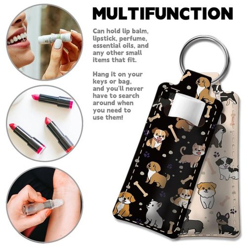 OLYCRAFT 2pcs Lipstick Holder Keychain Puppy Lip Balm Holders Elastic Diving Fabric Lipstick Keychains Portable Lipstick Holder Bags Lipstick Sleeve Key Ring Holder for Lipstick Chapstick
