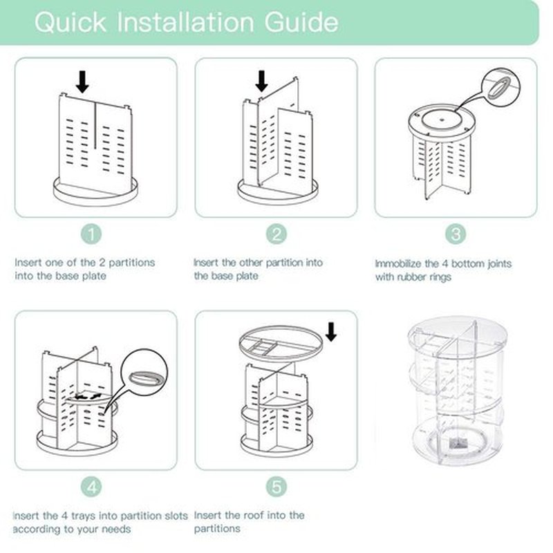 seinlife 360 Rotating Makeup Organizer,DIY Adjustable Spinning Holder,Foldable Cosmetic Storage Display box,Large Capacity Make up Caddy Shelf,Fits Countertop Vanity and Bathroom (CLEAR)