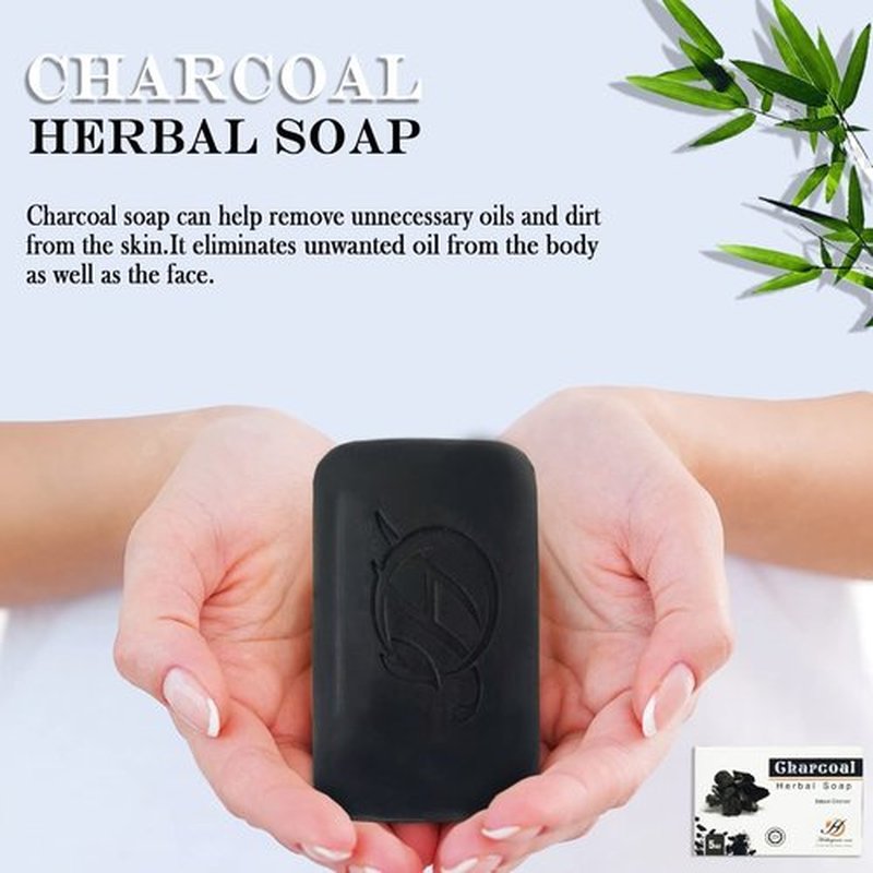 HERBOGANIC Charcoal Herbal Soap | Pack of 3 of 5oz soap Bar | Natural Bar Soap for Face and Body | Hydrating and Nourishing | Suitable for Men and Women