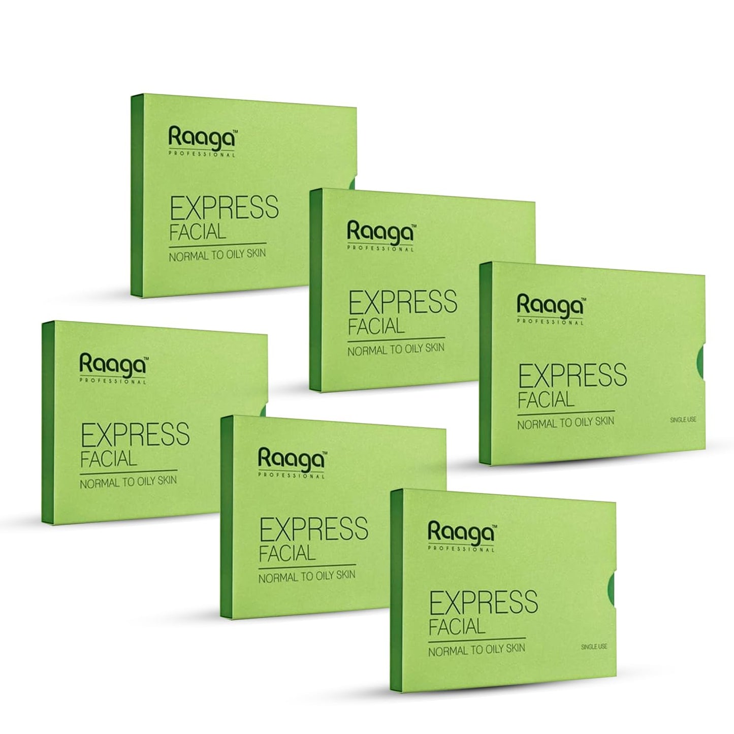 Raaga Professional Express Single Use Facial Kit | For Oily & Acne-Prone Skin | 6-Step Skincare Set At Home | Cleanser, Scrub, Toner, Massage Gel, Face Mask & Sunscreen | 35g/1.23 Oz