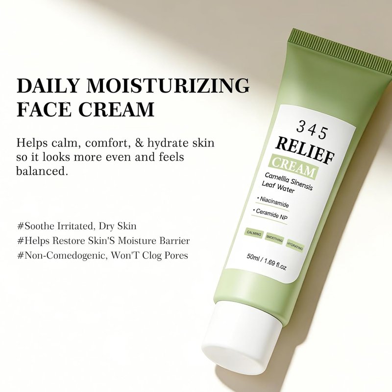 IREV 345 Relief Cream - Face Moisturizer for Soothing Blemishes | Vitamin C & Ceramides, All Skin Types