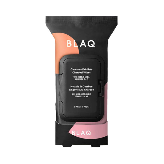 Activated Charcoal Face Wipes - Dual-Sided Cleansing Cloths for Makeup Removal | Exfoliating AHA, Pore Cleansing, Travel Size - 25 Pcs