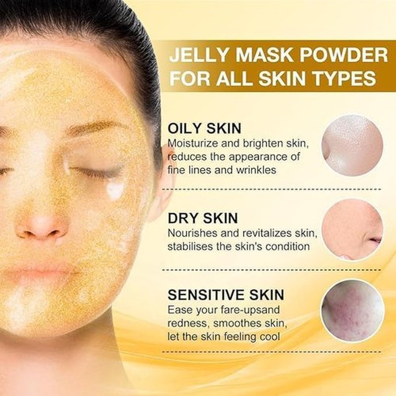 Angeland Jelly Mask for Facials Professional Natural Gel Face Masks, Moisturizing & Hydrating Jelly Face Masks, Peel Off Face Masks SkinCare 23 Fl Oz (24K Gold)