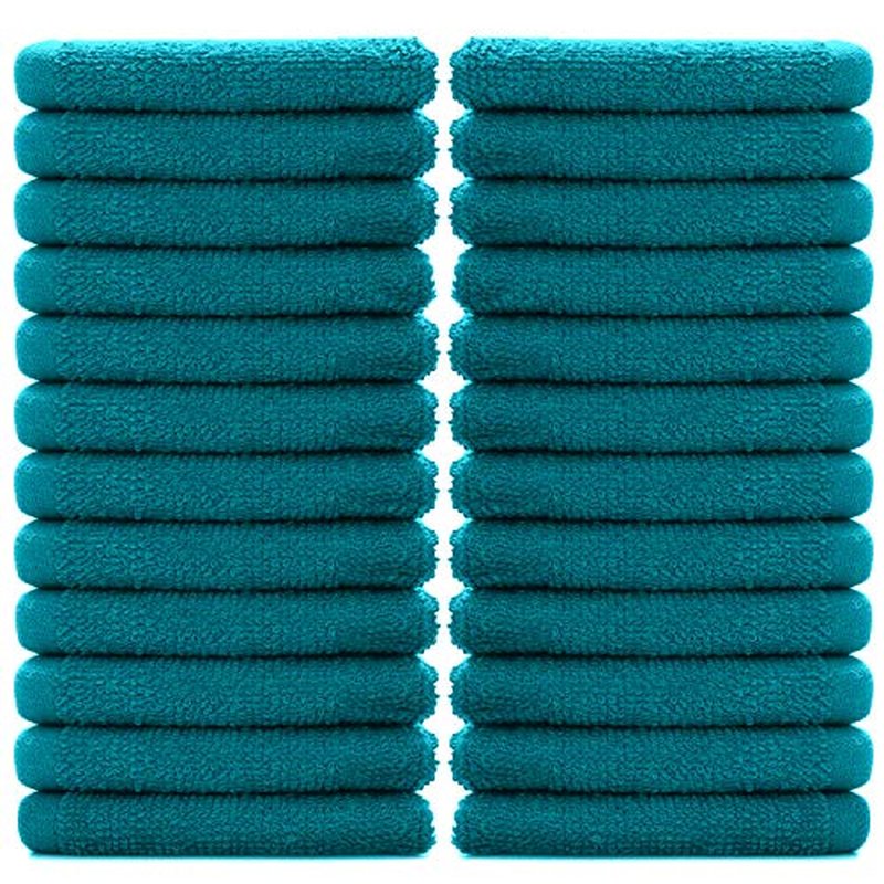 DAN RIVER 100% Cotton Washcloths 24 Pack Premium Quality Face and Body Cloth, Quick Dry Essential Towels for Bathroom, Hand, Kitchen & Cleaning, Baby Washcloths | 12X12 in | 400 GSM | Teal