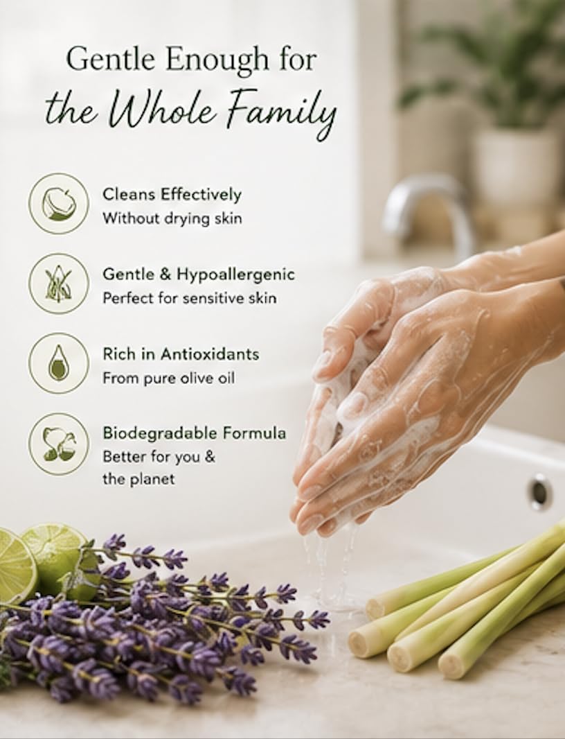 Brittanie’s Pure Castile Liquid Hand Soap Refill, Bergamot | Lavender | Lemongrass, 12 Ounce Pack of 3 | Dish Soap, Hair & Body, Home, Gentle & Pure, Natural Luxurious Oils, Vegan & Gluten Free