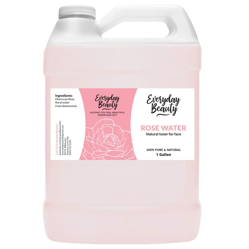 Rose Water Facial Toner - Alcohol-Free Vegan Refreshing Formula | 1 Gallon for Face & Hair