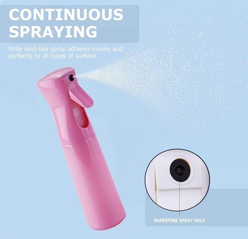 VIGOR PATH Continuous Spray Bottle with Ultra Fine Mist - Versatile Water Sprayer for Hair, Home Cleaning, Salons, Plants, Aromatherapy, and More - Empty Hair Spray Bottle - 300ml/10.1oz (Pink)