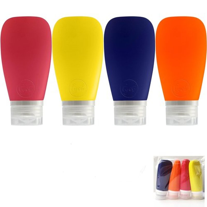 LYOB Travel Bottles for Toiletries, TSA Approved 3oz Leak Proof Silicone Soft Refillable Squeeze Travel Size Containers BPA Free for Cleansers, Lotions, Shampoo, Conditioner (red,yellow,blue,orange)