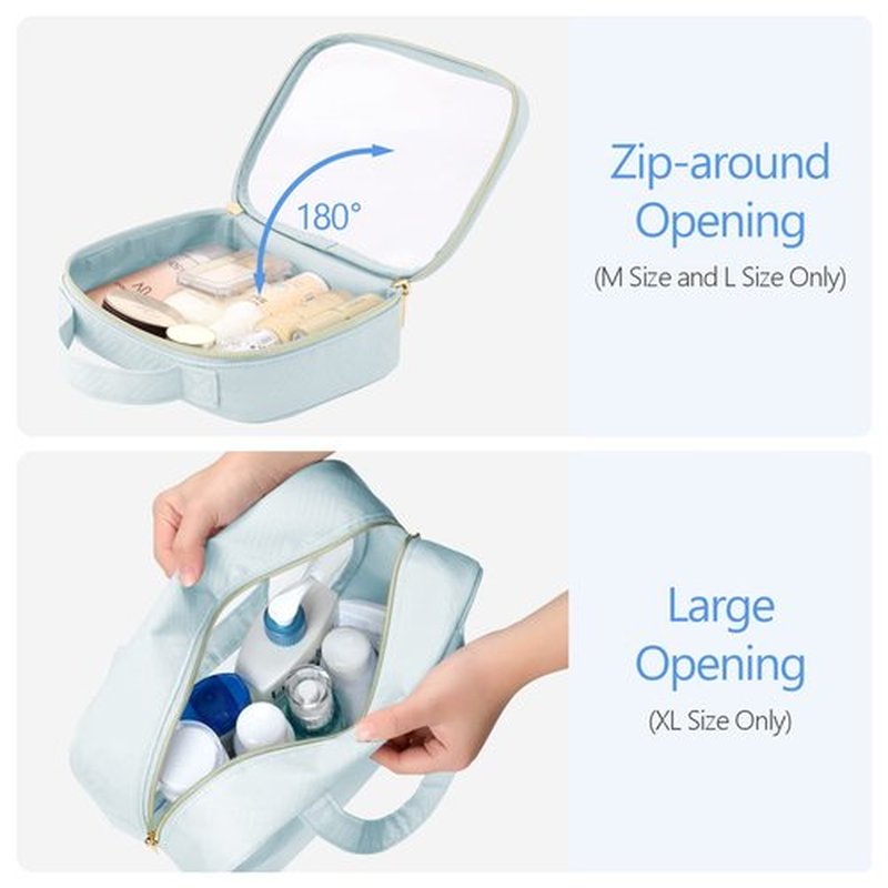 PACKISM Clear Toiletry Bags, 3 Pack Clear Makeup Bags with Handle Large Opening, Waterproof Clear Cosmetic Bags Fit Carry-on Travel Essentials, Travel Accessories Clear Travel Bags, Grayish Blue