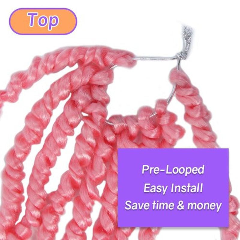 LOCSBYHAND 30 Inch Long Pre-looped/twisted Passion Twist Crochet Hair 4 Packs for Mixed-color Using (4 Packs, Pink)