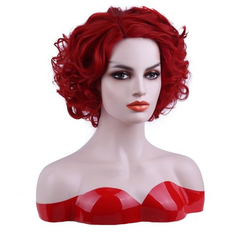 BERON Red Wigs Short Red Curly Wigs for Women Big Wavy 80s Flip Wigs Cosplay Costume Party Halloween Synthetic Red Hair Natural Mommy Wigs with Wig Cap