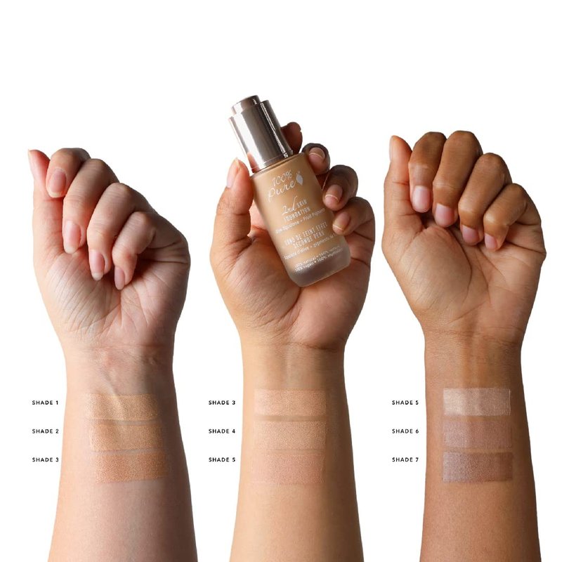 2nd Skin Lightweight Serum Foundation - Anti-Aging Liquid Makeup for Hydration & Glow | Vegan Shade 7 (Neutral w/Red Undertone) - 1.18 Fl Oz