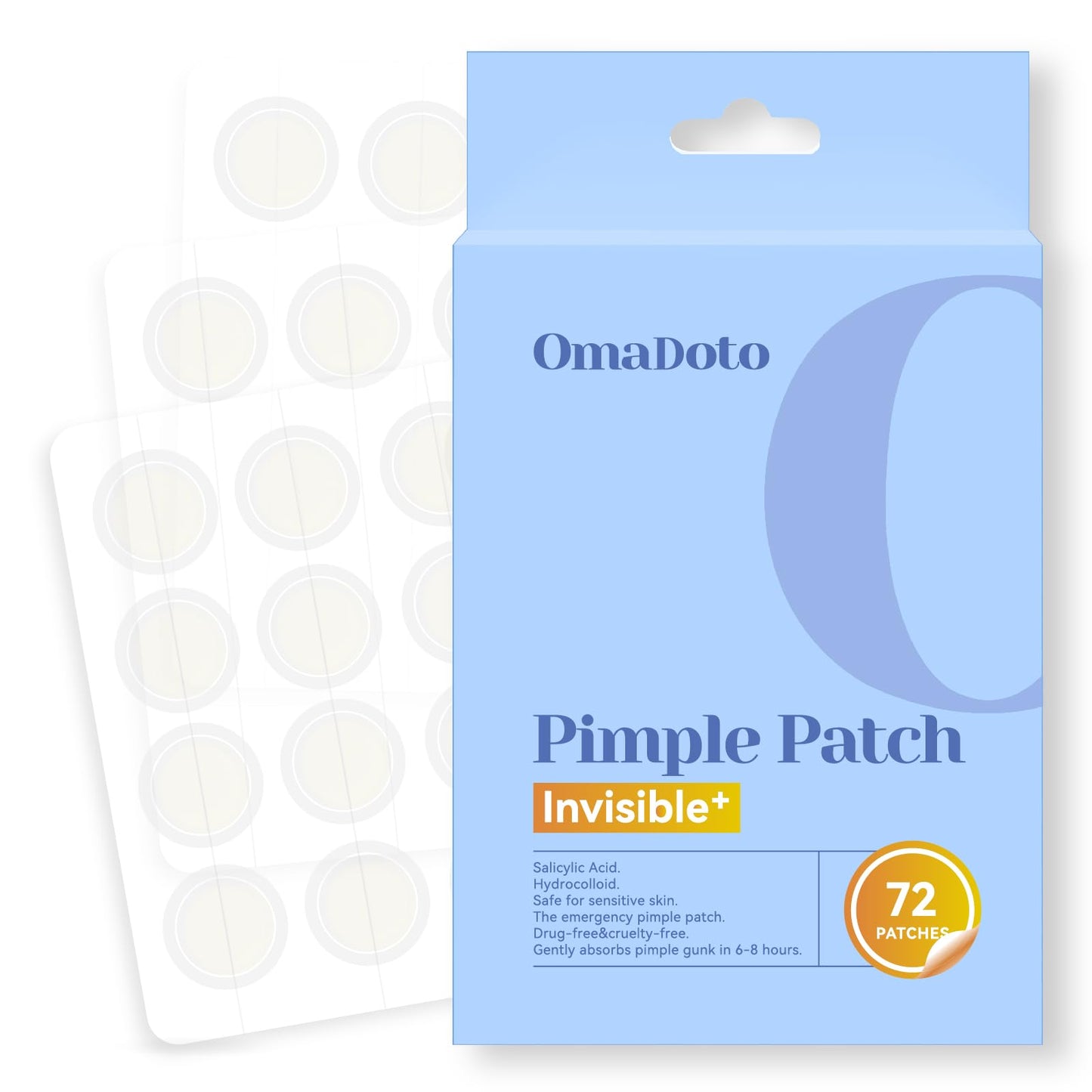 OMADOTO Invisible Pimple Patches for Face, Ultra-Thin Hydrocolloid Acne Patches, Covering Zits & Blemishes, Suitable Daytime Discreet Under Makeup, Zit Stickers, 12mm 72 Count