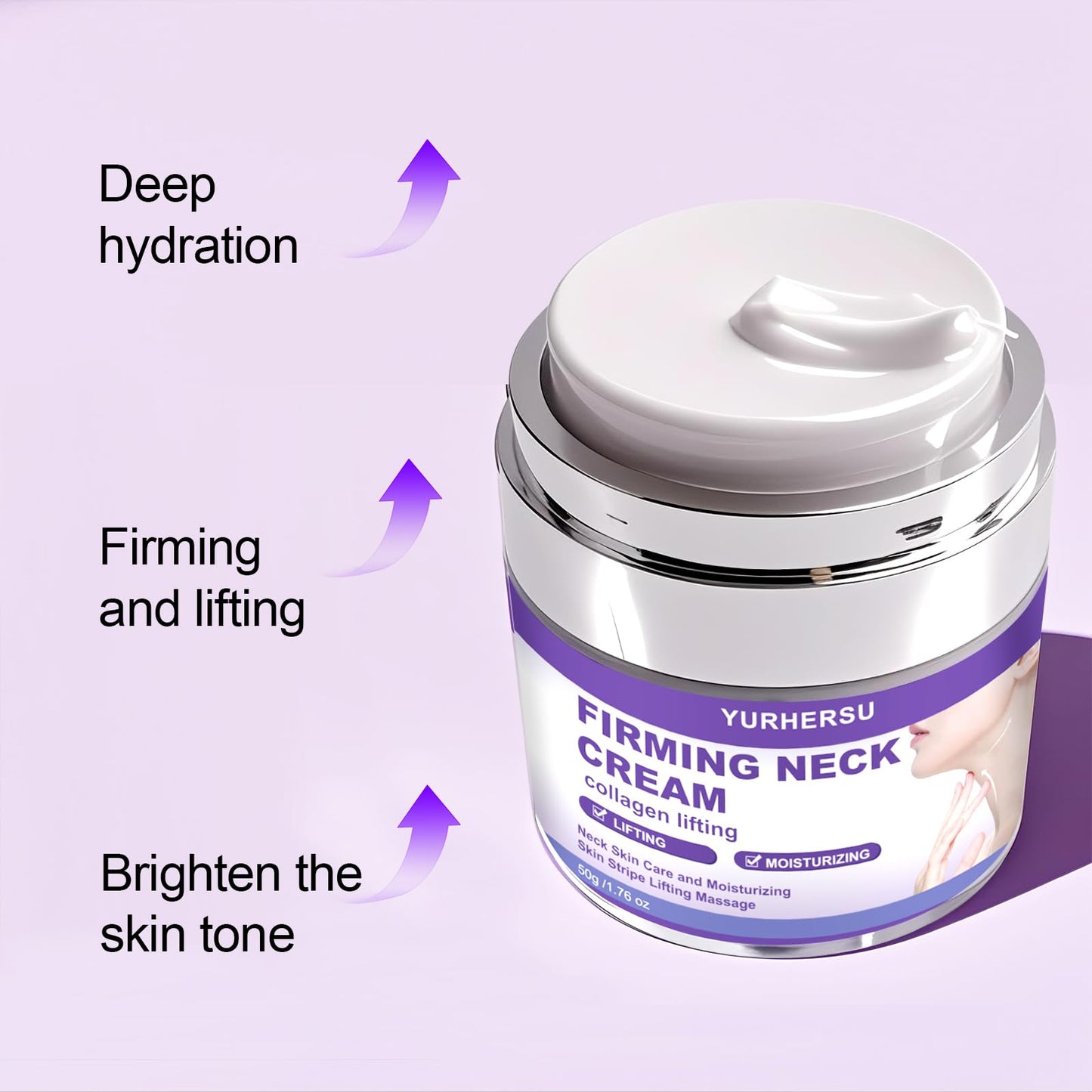 YURHERSU Firming & Anti-Wrinkle Neck Cream with Retinol & Collagen, Hydrating Neck Cream for Tightening and Lifting, Firm Lift Moisturizer Cream Reduces Fine Lines for Women Daily Skin Care, 1.76 oz