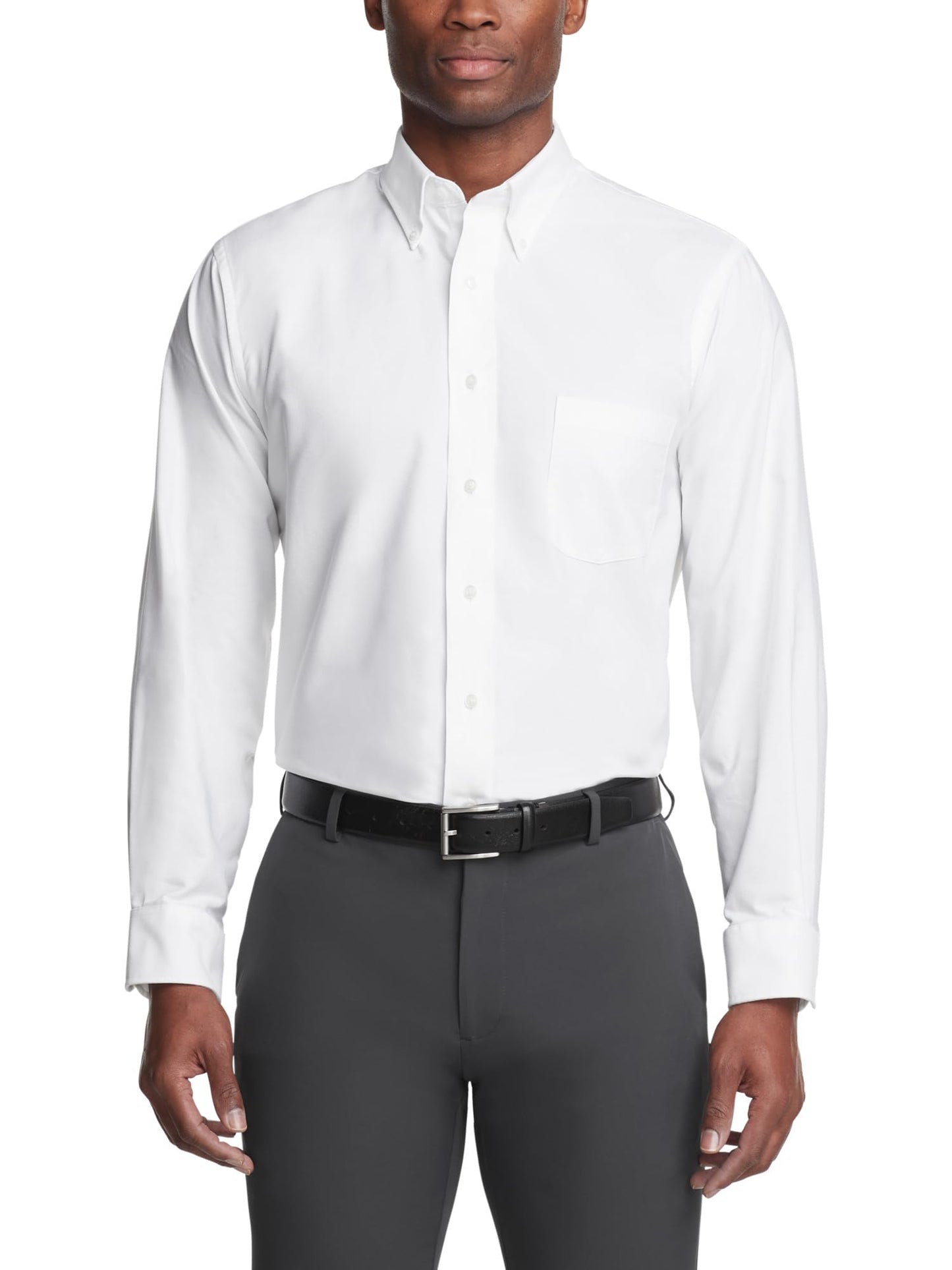Van Heusen Men's Dress Shirt Regular Fit Oxford Solid, White, Large