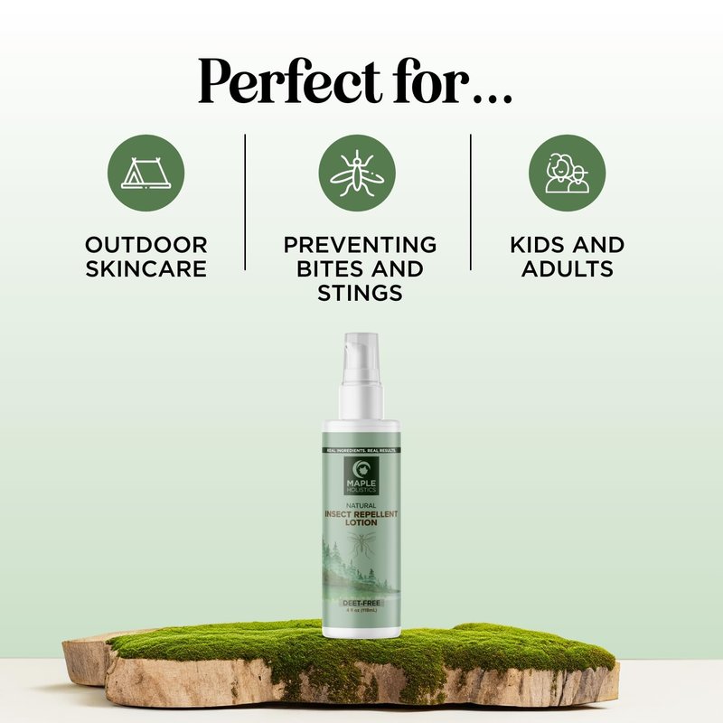 Bug Repellent Lotion - DEET Free Insect Repellent for Ticks & Mosquitoes | Citronella & Lemongrass Scent (4oz)