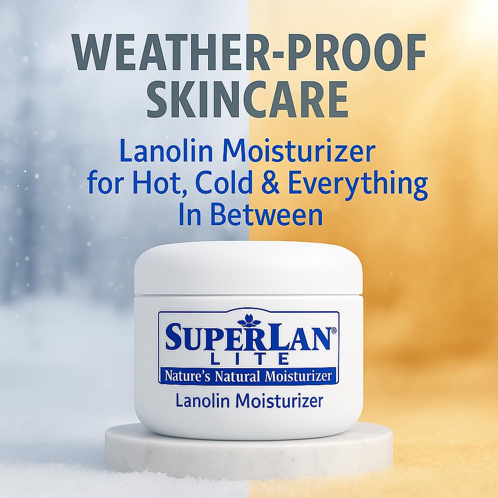 superlan Moisturizer Lanolin Cream 4 oz with Jojoba Oil for Hot, Dry & Cold Weather - Lightweight Creamy Formula with Medical-Grade Lanolin & Jojoba Oil - Moisturizer for Hands, Feet, Body, and More