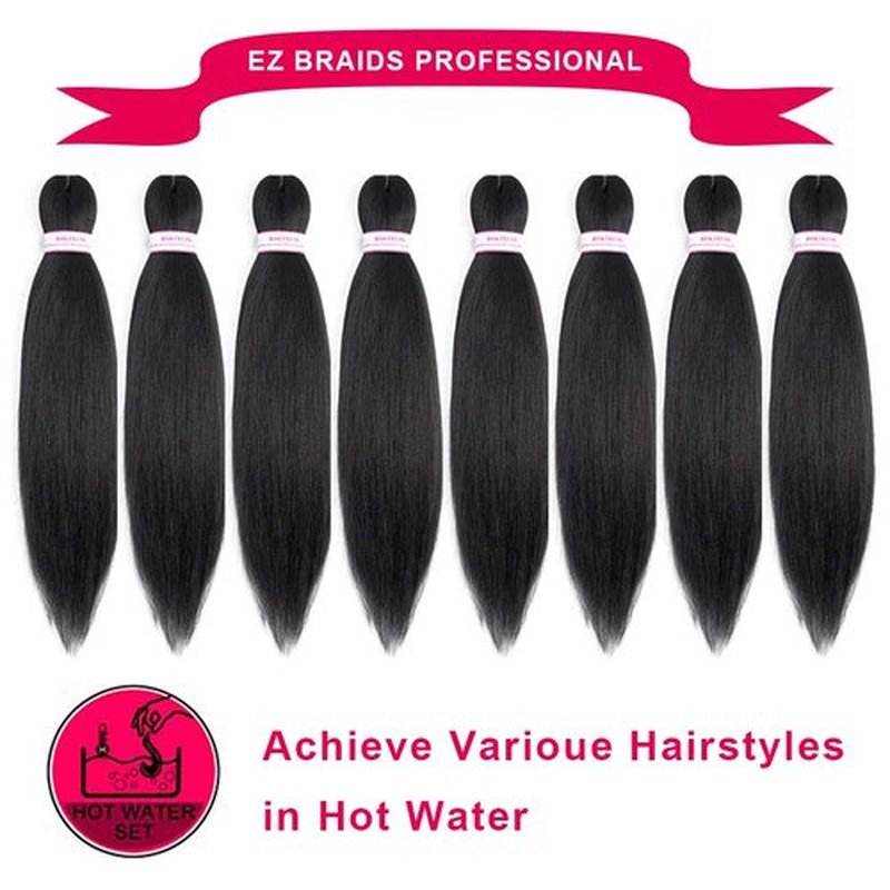 Braiding Hair Pre Stretched Long Pre Stretched Braiding Hair Extensions Braiding Hair Pre Stretched 22 Inch 8 Packs Synthetic Braiding Hair Extensions For Braids (22inch,1B)