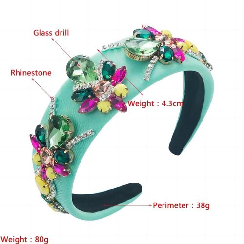 MUQINGWAN Rhinestone Diamond Bling Headband - Thick Padded Glitter Sparkle Purple Hair Accessory Gift for Women and Girls
