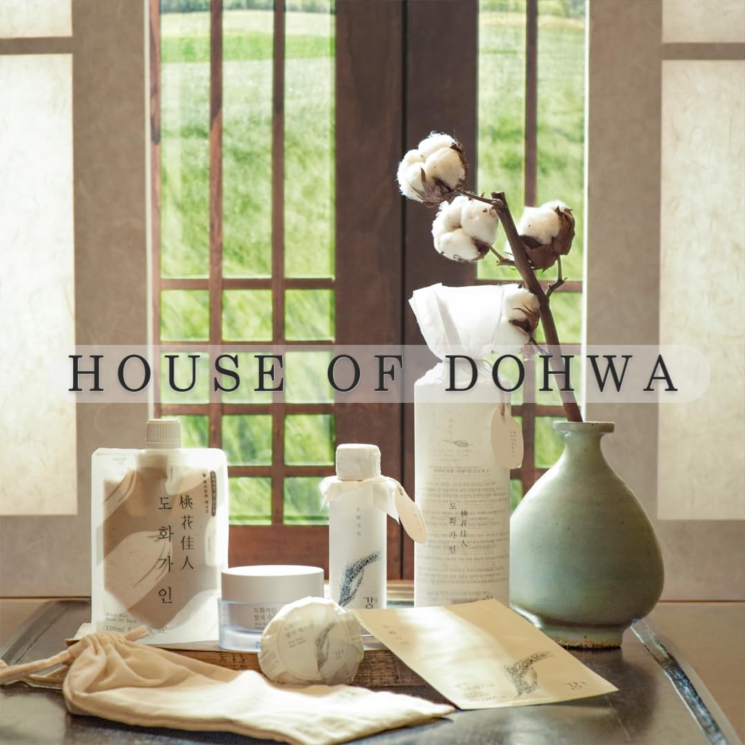 House of Dohwa Rice Bran Sheet Mask – Nutrient Enriched Cotton Sheet Mask – Soothing & Nourishing – Made with Domestically Sourced Korean Rice (10 Count)