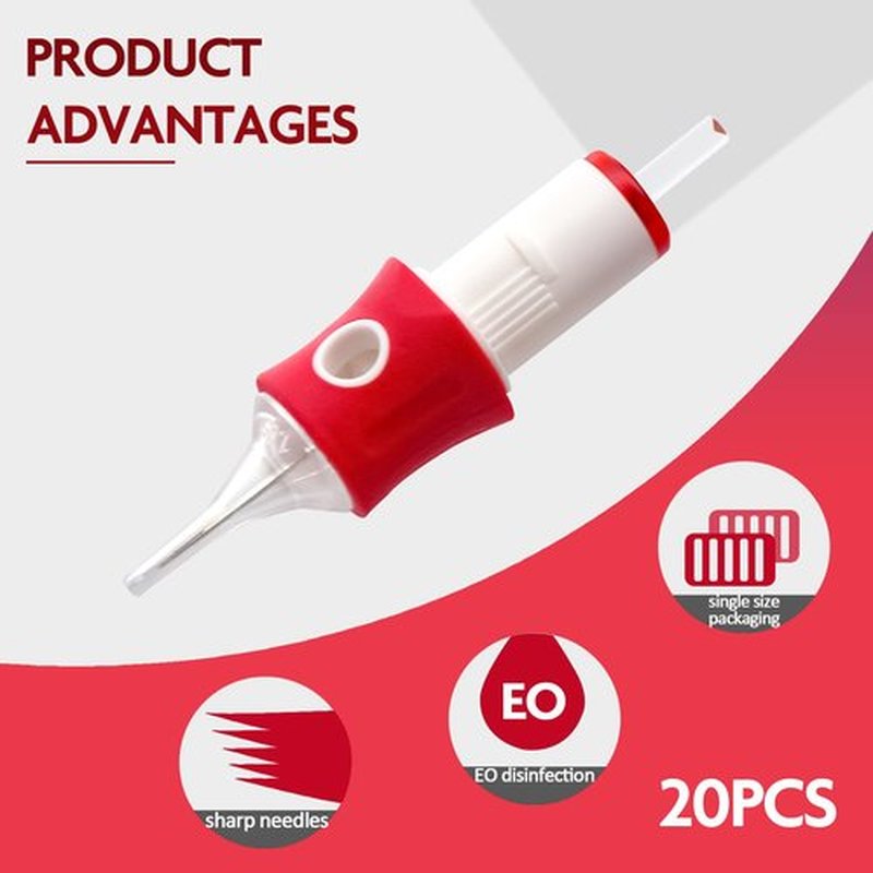 MO MOLONG Generation 2 Tattoo Cartridge Needles 20Pcs Tattoo Cartridges with Membrane and Finger Ledge Higher Quality Tattoo Needles Tattoo Supplies for Beginners and Professional Artists (1005RL.)