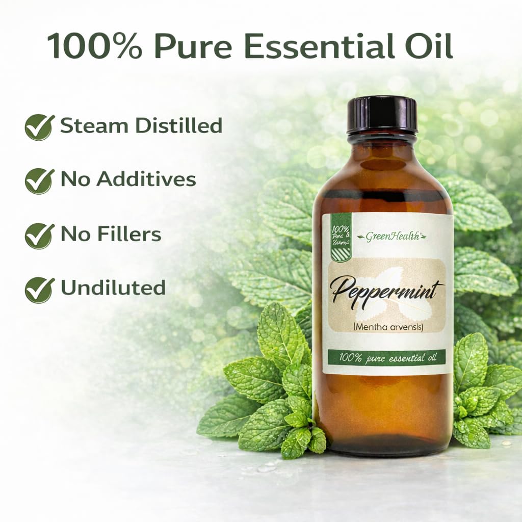 Peppermint Essential Oil - 4 fl oz - 100% Pure Essential Oil - GreenHealth