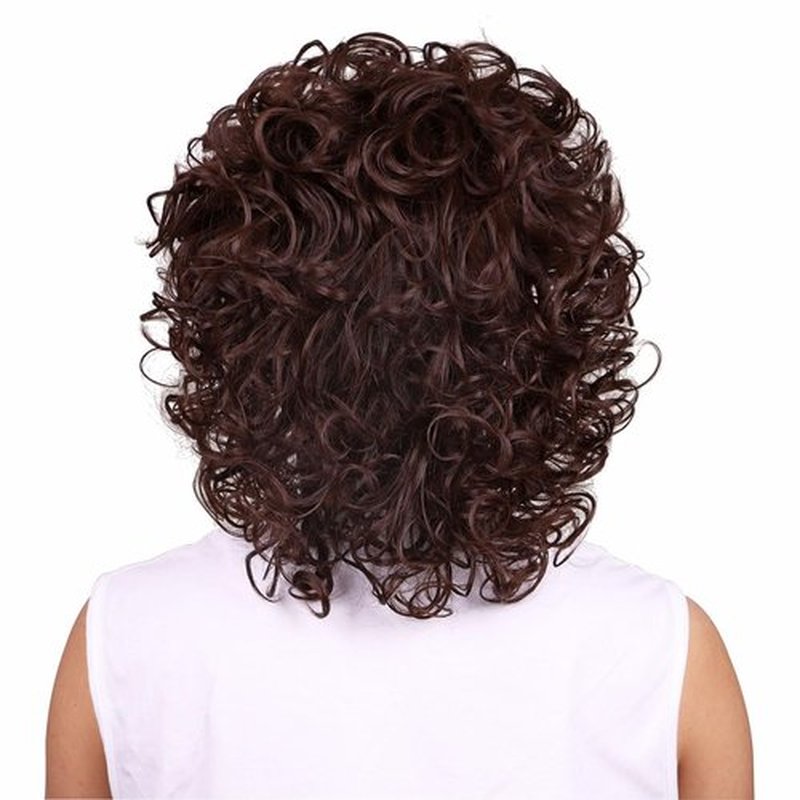 FantaLook Short Curly Brown Halloween Cosplay Wig for Men