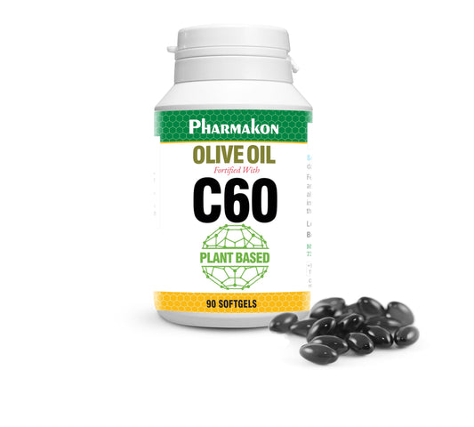 PHARMAKON C60 Enriched Olive Oil Capsules, Plant Based (90 Capsules)