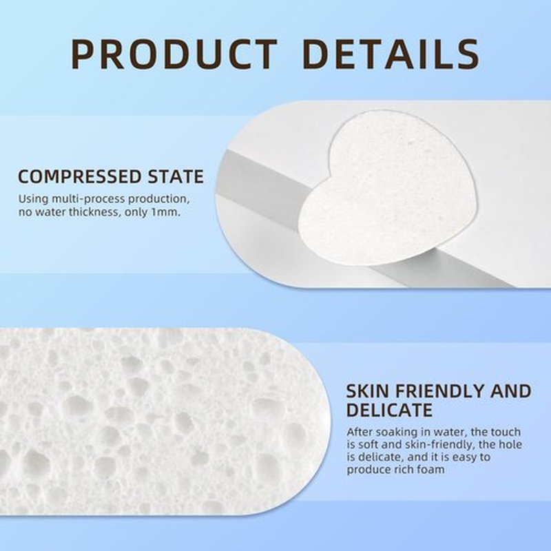 50-Count Compressed Facial Sponges, 100% Natural Cosmetic Spa Sponges for Facial Cleansing for Daily Facial Cleansing, Exfoliating Mask, Makeup Remover. Ideal for Home and Travel. (White)