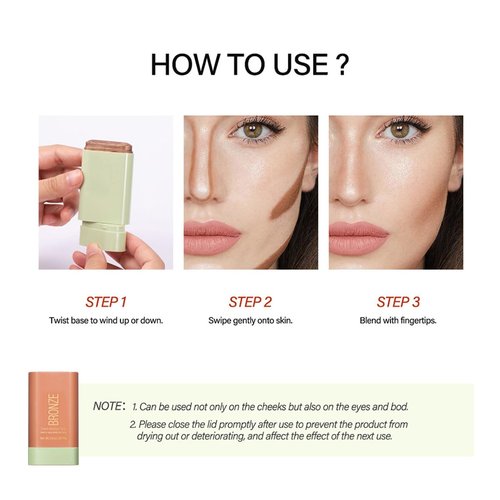 Multi-Purpose Makeup Blush Stick, 3-in-1 Beauty Tinted Solid Blush Stick For Cheeks, Lips And Eyes With Long-Lasting Moisturizing Formula, Waterproof Natural Cream Blush Stick(4#Beach Glow)