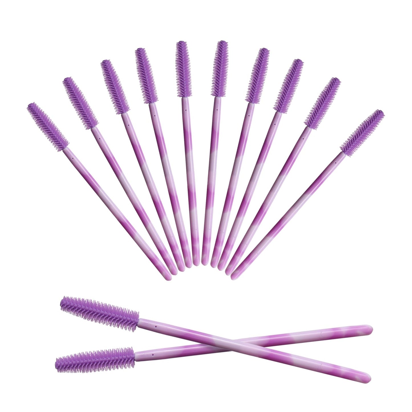 Mekupeu 50pcs Silicone Mascara Wand,Disposable Eyelash Brushes,Soft Lash Spoolie Brush For Eyelash Extensions (Deep purple)