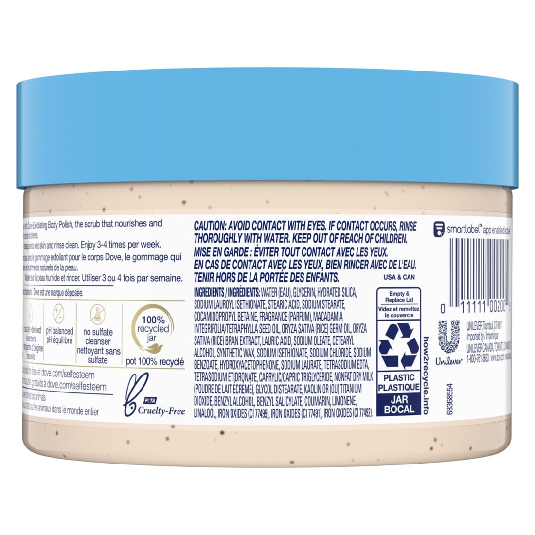 Dove Exfoliating Body Polish Scrub with Almond & Mango Butter - 10.5 oz (4 Count) for Dry Skin
