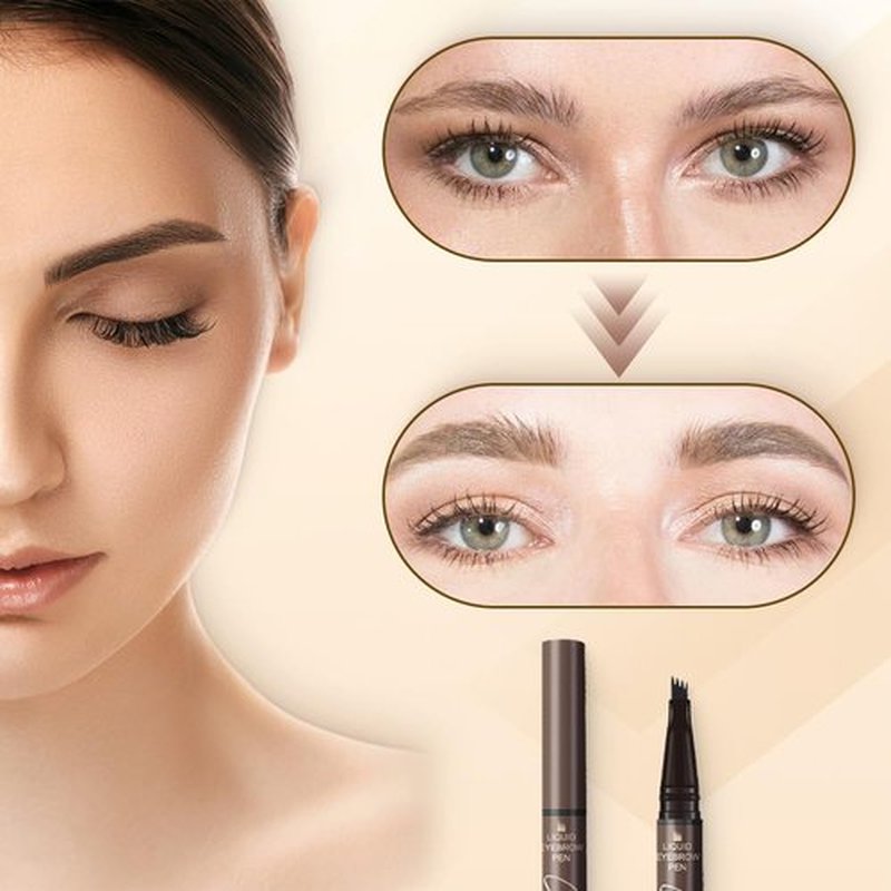 2 in 1 Eyebrow Pencil, 2024 Upgrade Magic Eyebrow Tattoo Pencil 4 Fork Tip, Waterproof Eyebrow Pen Microblading Eyebrow Pencil Natural Fine Stroke Eyebrow Pen (Light Brown)