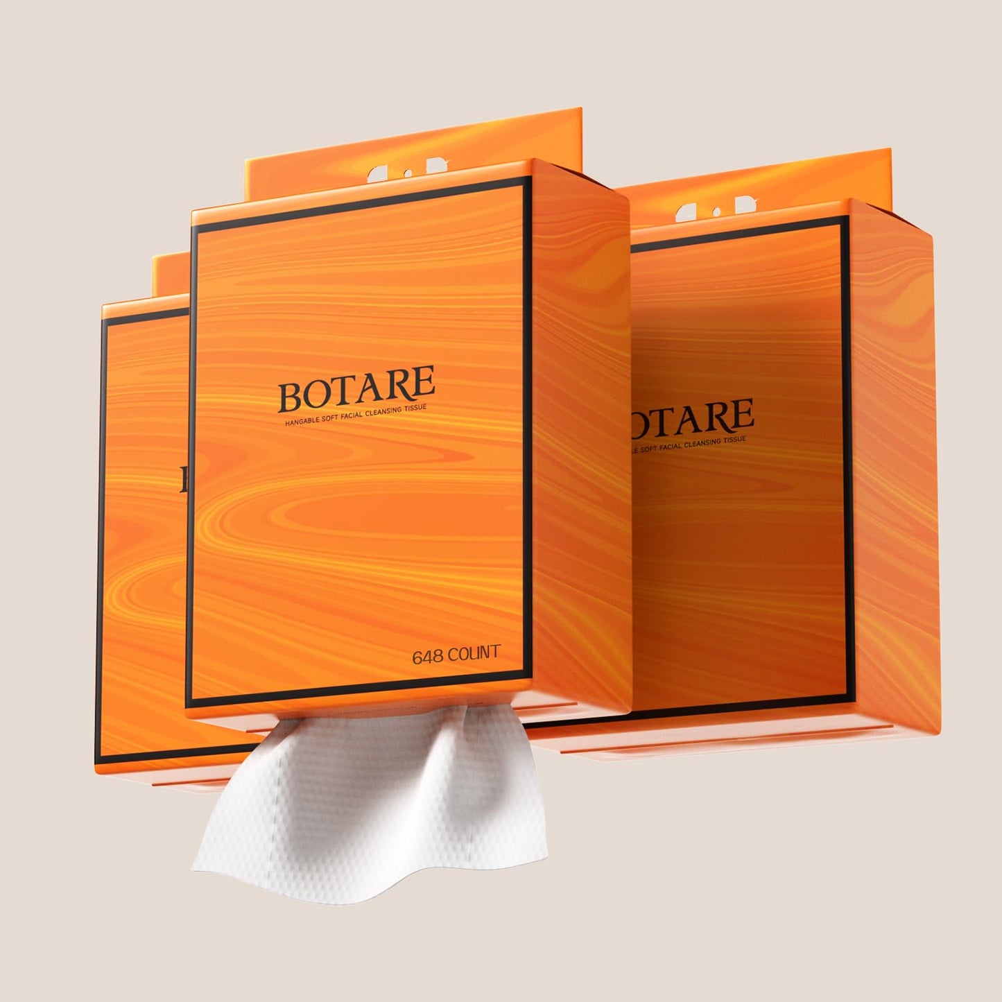 Botare Hanging Disposable Face Towels Cloths, 648 Count (3 Packs of 216) Dry/Wet Dual-Use, Extra Large Plus Thick 3D Washing Wipes (Reusable) for Daily Facial Cleansing and Use Anywhere