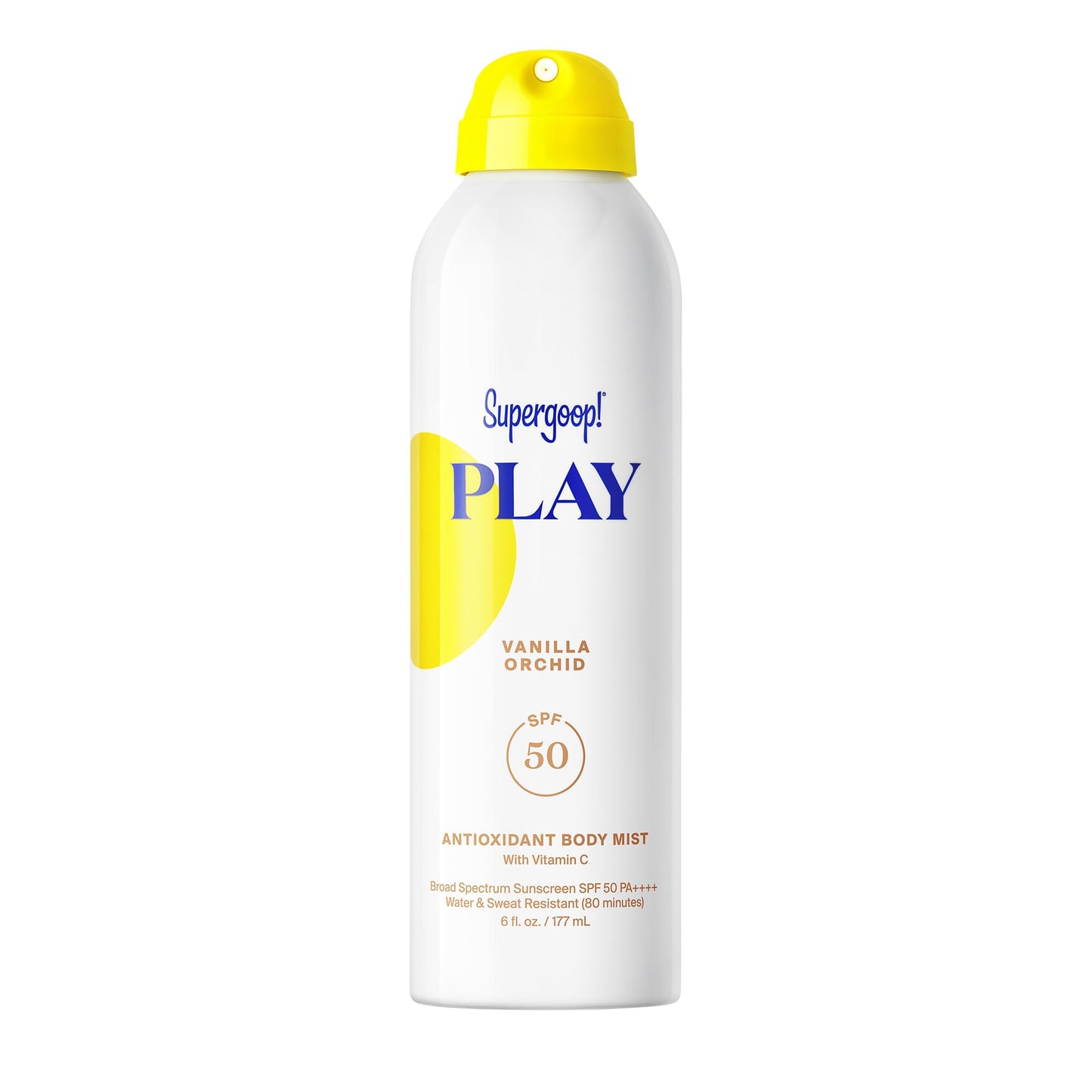 Supergoop! PLAY Antioxidant Body Mist w/Vitamin C - 6 fl oz - SPF 50 PA++++ Broad Spectrum Sunscreen - Body Spray - Great for Active Days - Vanilla Orchid