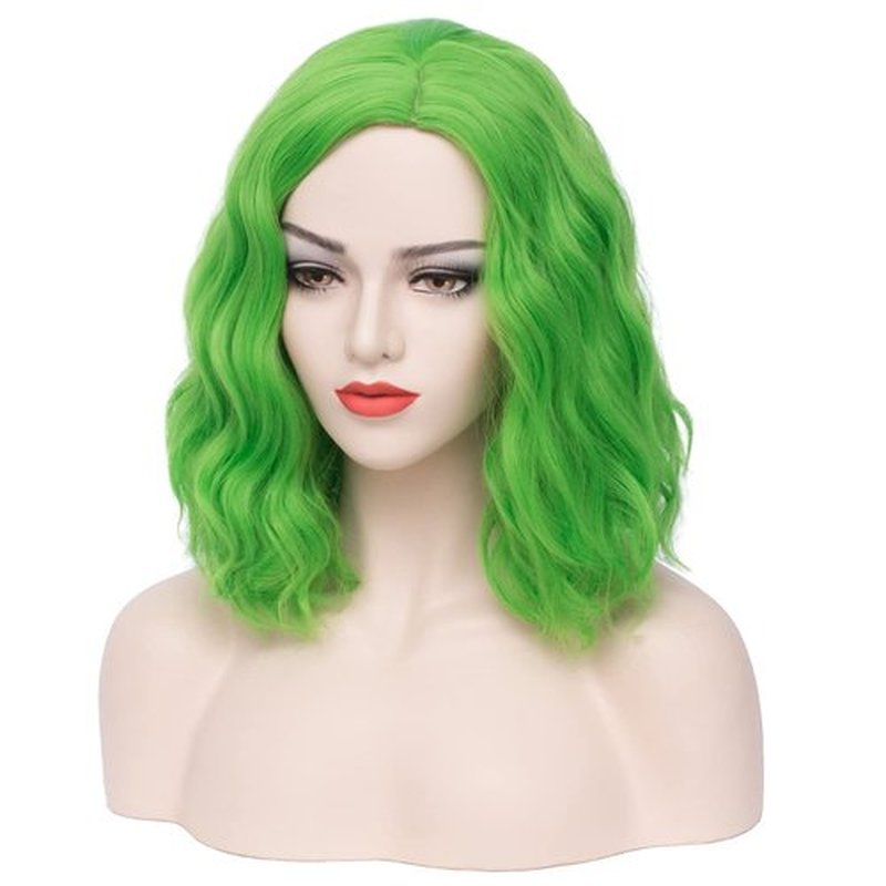 MAGQOO Green Wig for Women Green Bob Wig St Patricks Day Wig Short Curly Wavy Green Wigs Side Part Synthetic Heat Resistant Cosplay Costume Wigs