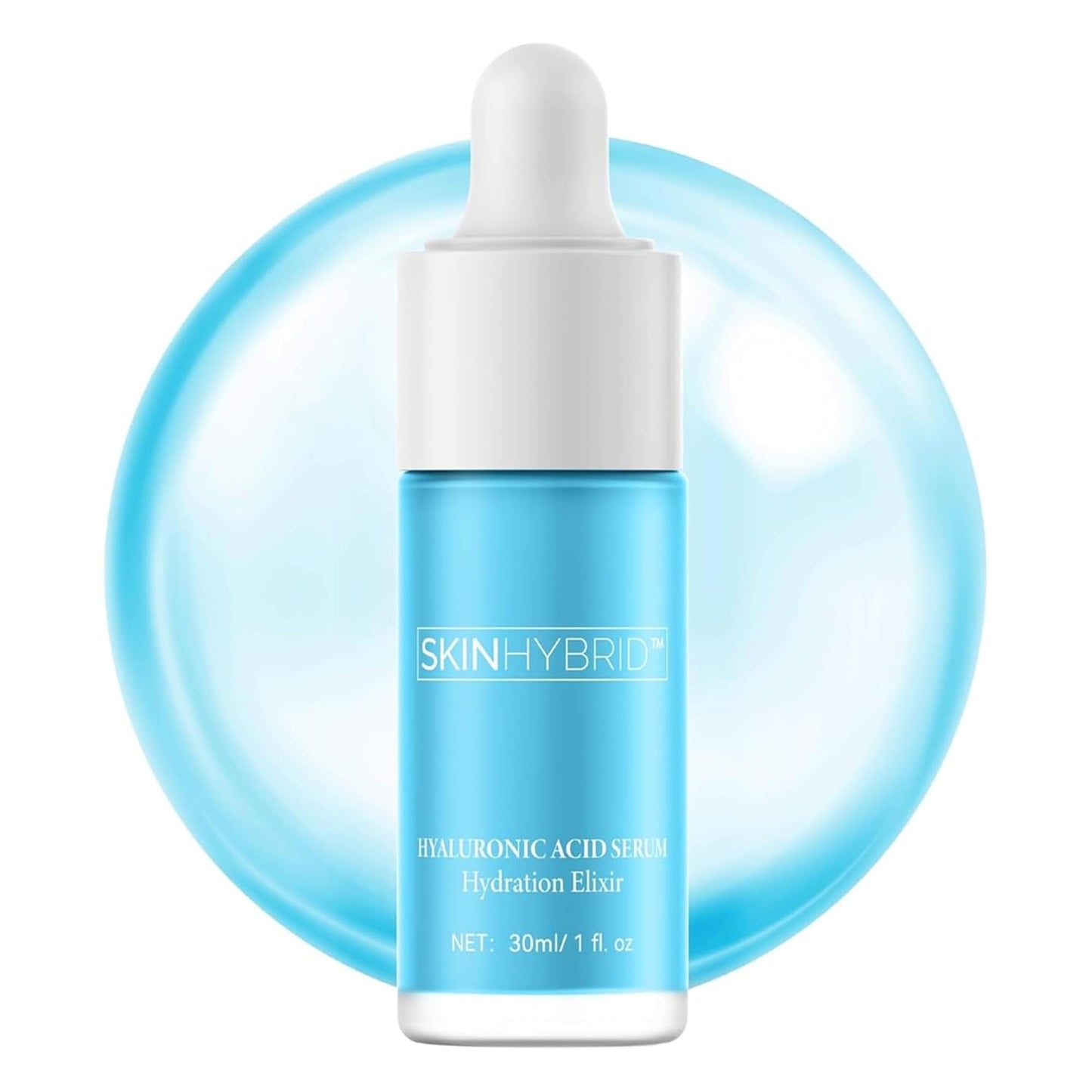 SkinHybrid Hydration Elixir | Gentle Hyaluronic Acid Serum for Face | Oil-Free Acido Hialuronico with Peptide Complex | Daily Deep Hydrating Serum for Face to Plump, Firm & Revive Dry Skin (30ml/1 oz)