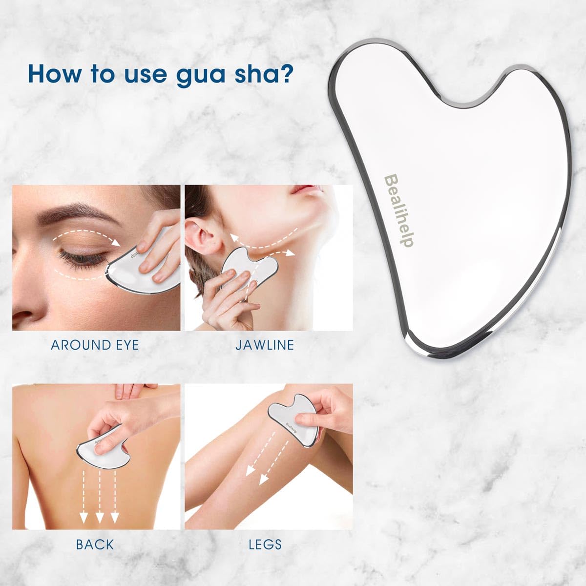 Bealihelp Face Roller and Gua Sha, Stainless Steel Facial Roller and Guasha Tool for Face, Skin Care Roller for Wrinkles and Lifting, Improve Puffiness, Metal Face Massager for Eyes, Neck Tighten