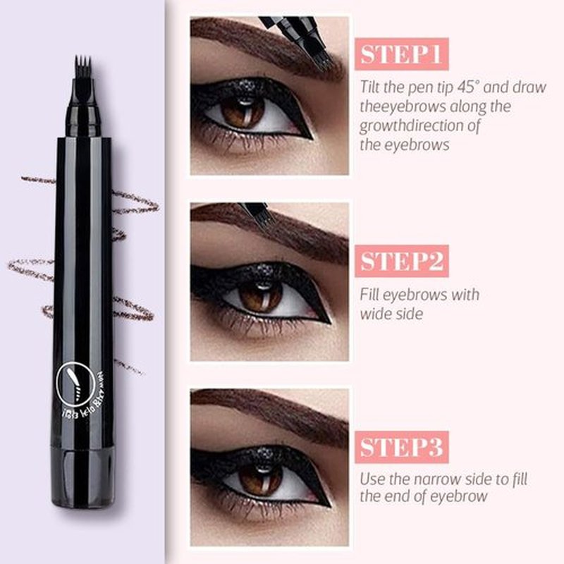 Microblading Eyebrow Pencil, 2024 NEW Magic Eyebrow Tattoo Pencil 4 Fork Tip, Create Natural Hair-Like Brows, Waterproof Brow Pencil with Micro-Fork Tip (Light Brown B)