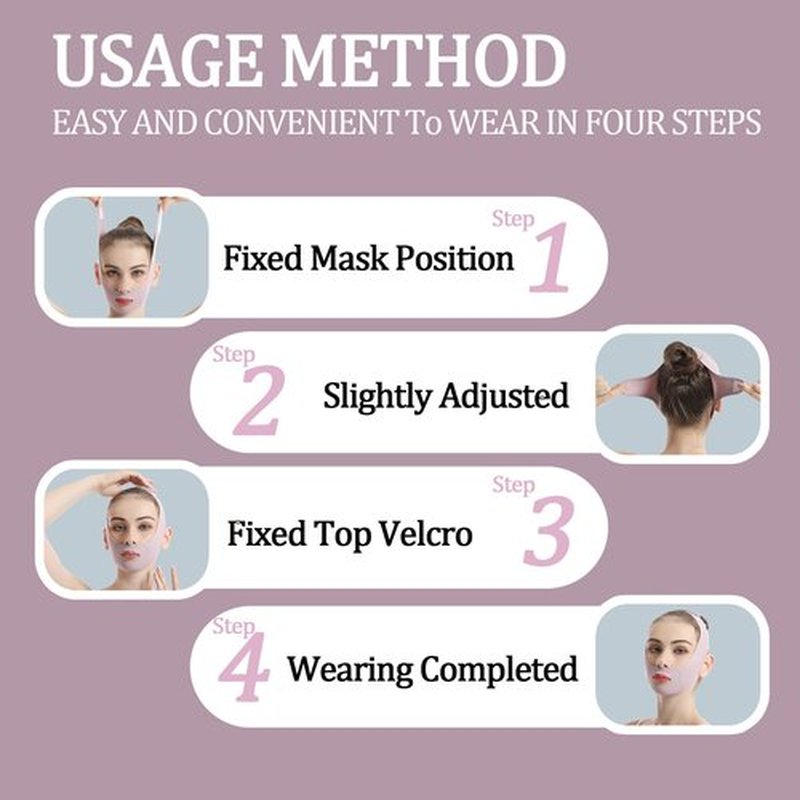 Generic Face Lift Mask, Reusable Face Tape, 2024 New V-Wire Lift Mask, Double Chin Lift Bandage, V-Mask Sagging, Ice Silk Breathable Face Belts for Men and Women, Pink, 6.45×1.18×4.72 Inch, Purple