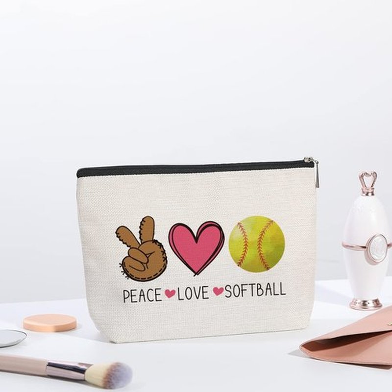 kdxpbpz Softball Gifts Makeup Bag Inspirational Gifts for Women Her Softball Lovers Mom Grandma Sister Birthday Gifts for Female Coworker Friend BFF Besties