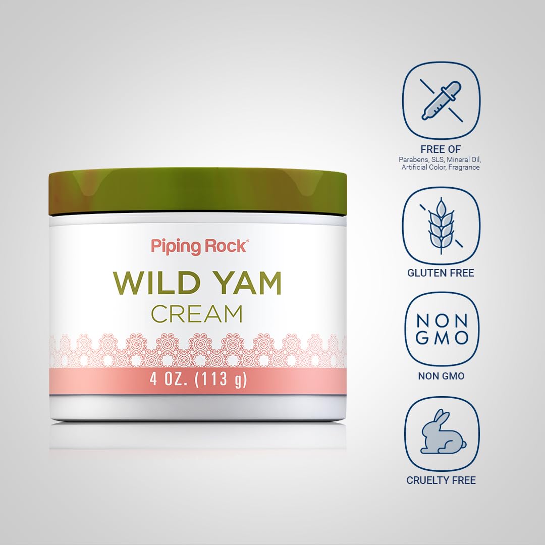 Piping Rock Wild Yam Cream | 4 oz | for Men and Women | Non GMO, Gluten Free