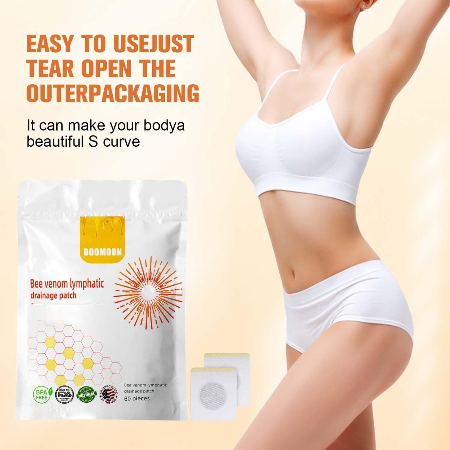 KLIFE 60PCS Bee Venom Navel Patches, Bee Venom Lymphatic Drainage Navel Patches, Bee Venom Navel Patches for Women & Men(60pcs/1 Bags)