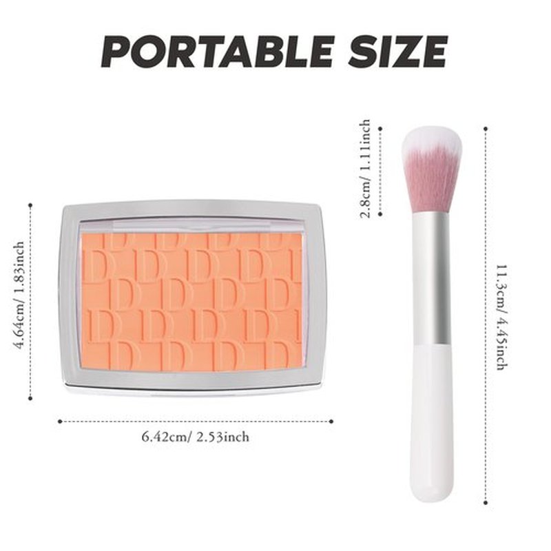 LYBHDAFA Powder Blush for Cheeks with Brush, Matte Orange Blush Palette Korean Blush Powder Face Blusher, Natural Blendable Formula Silky Lightweight Makeup Blush Palette for Cheeks, 004# Coral