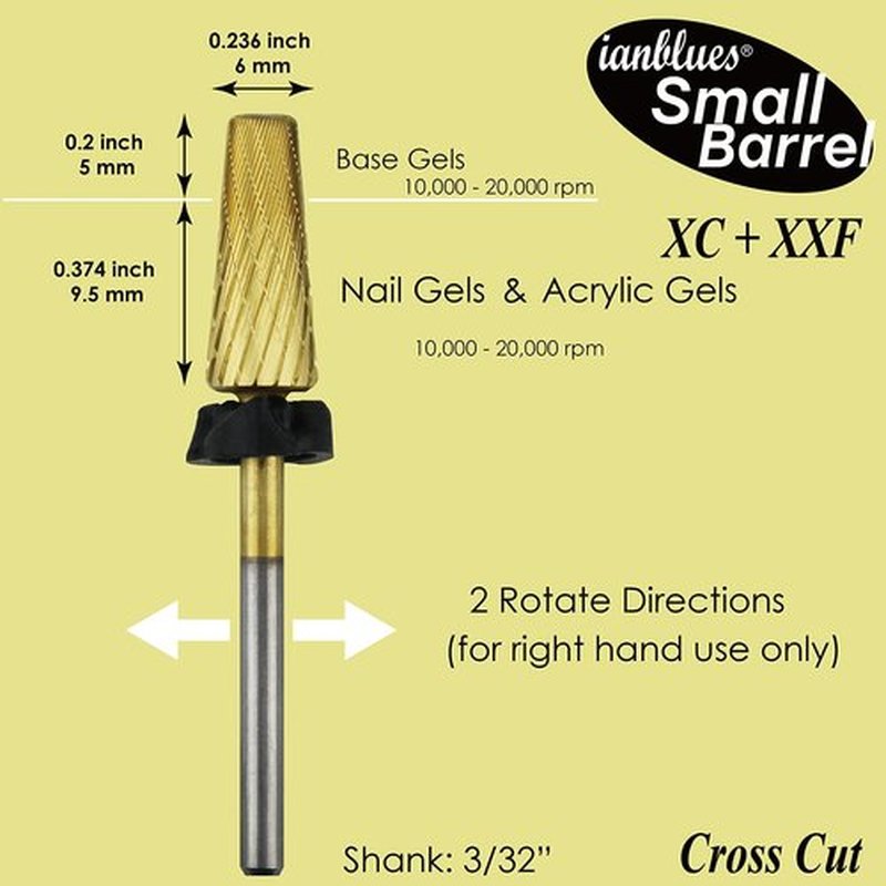 ianblues Multi-function 5 in 1 Nail Drill Bit, Mixed Sizes Edition, Cross Cut, Professional E-File for Manicure Drill Machine, 2 Way, Shank 3/32” (XC + XXF)